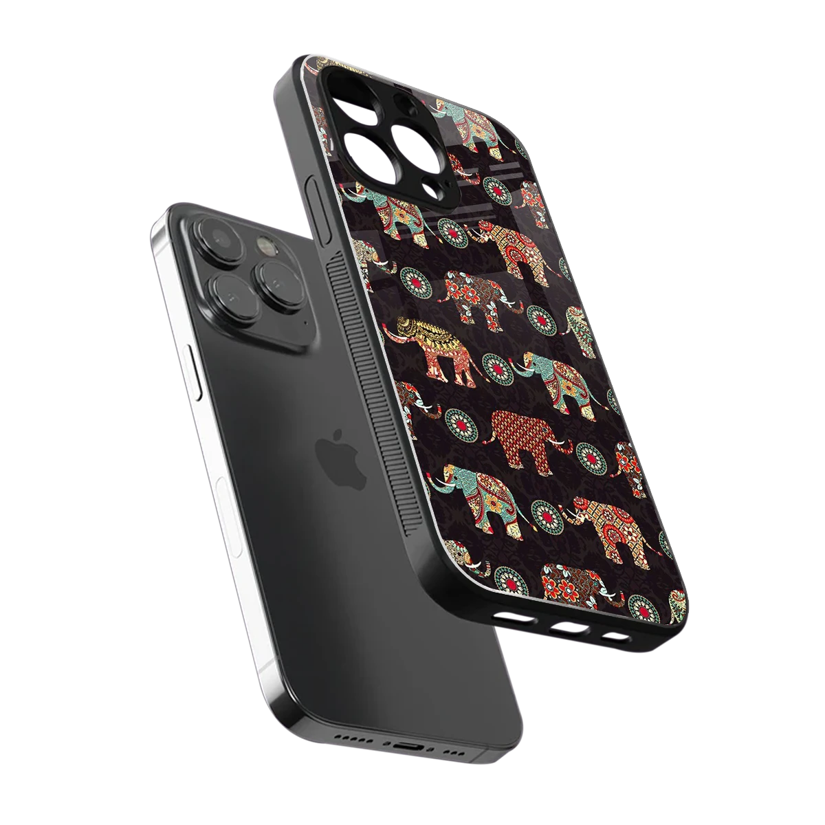 Elephant Art sleek iphone 13 pro cover with tempered glass back and TPU edges