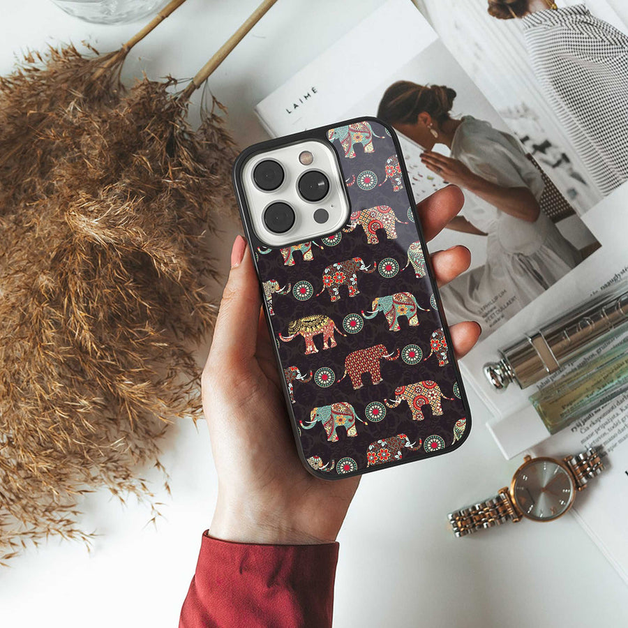 Elephant Art Phone Case for Iphone 14 Pro | Glass Case
