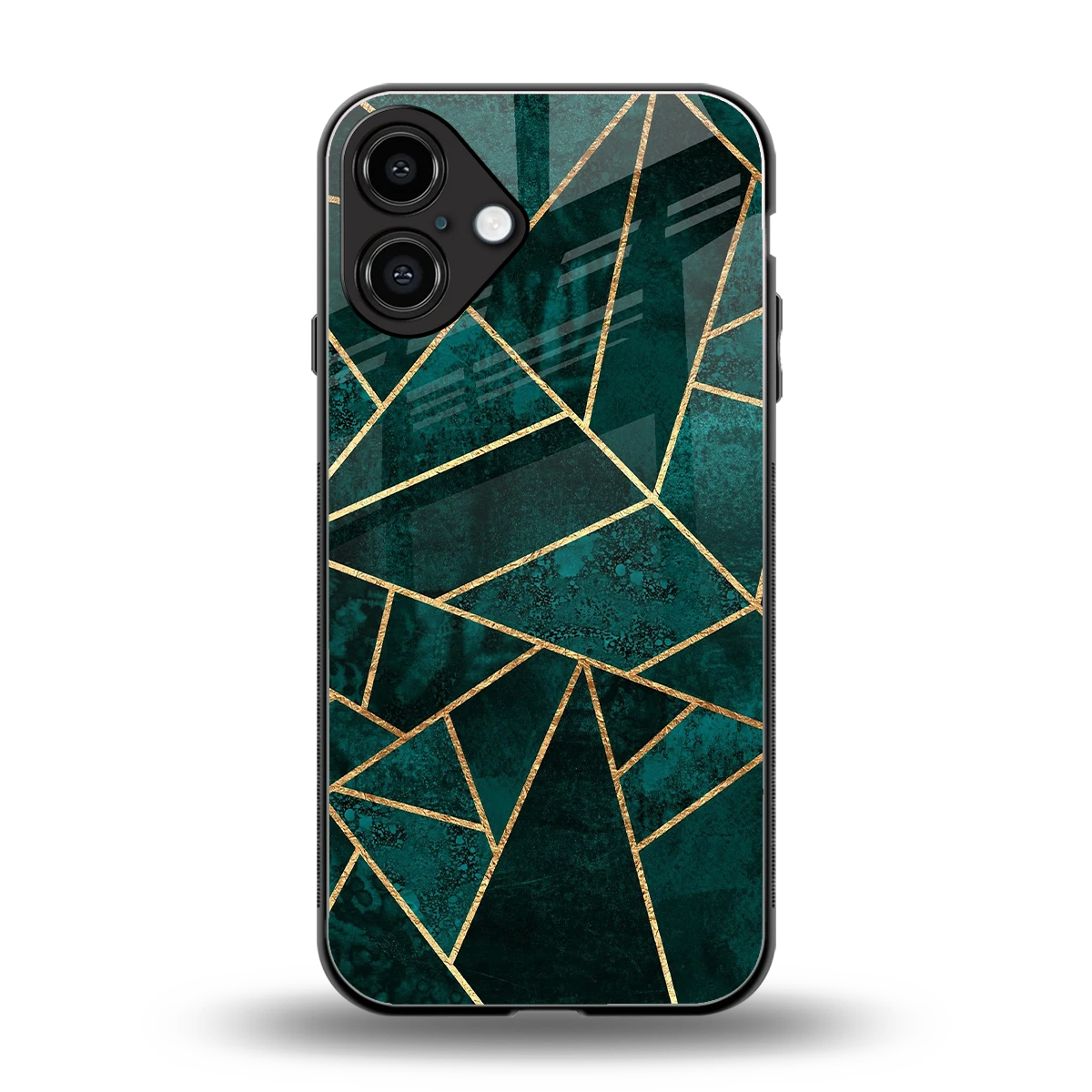 Emerald Geometry back phone cover | glass case for iphone 16 plus