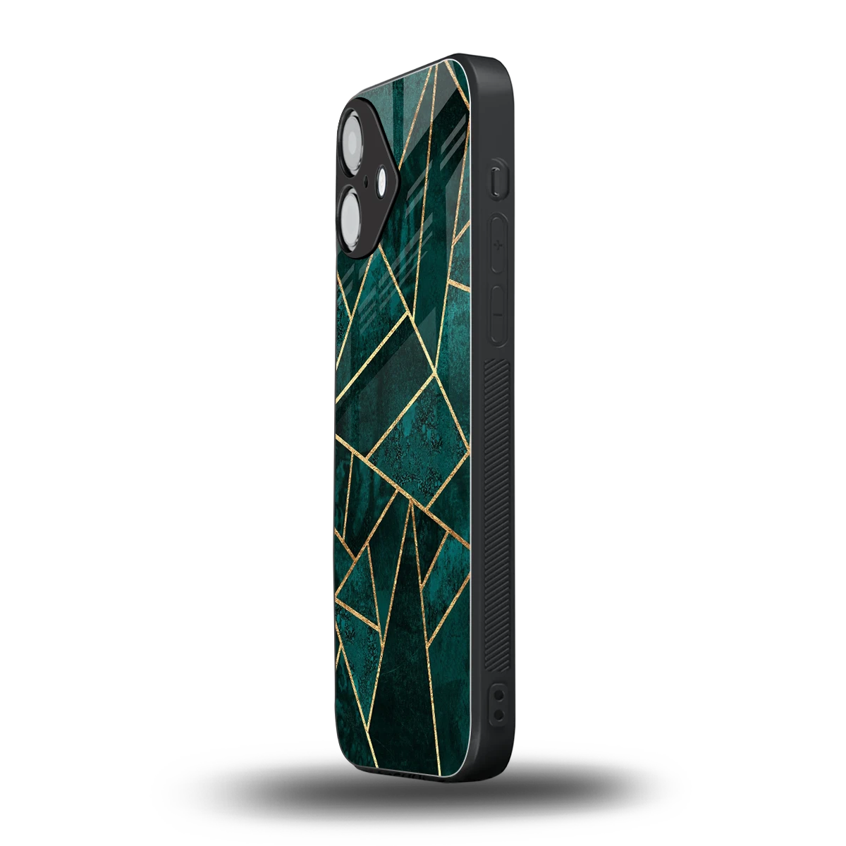 Emerald Geometry iphone 16 plus mobile cover | shockproof glass phone case