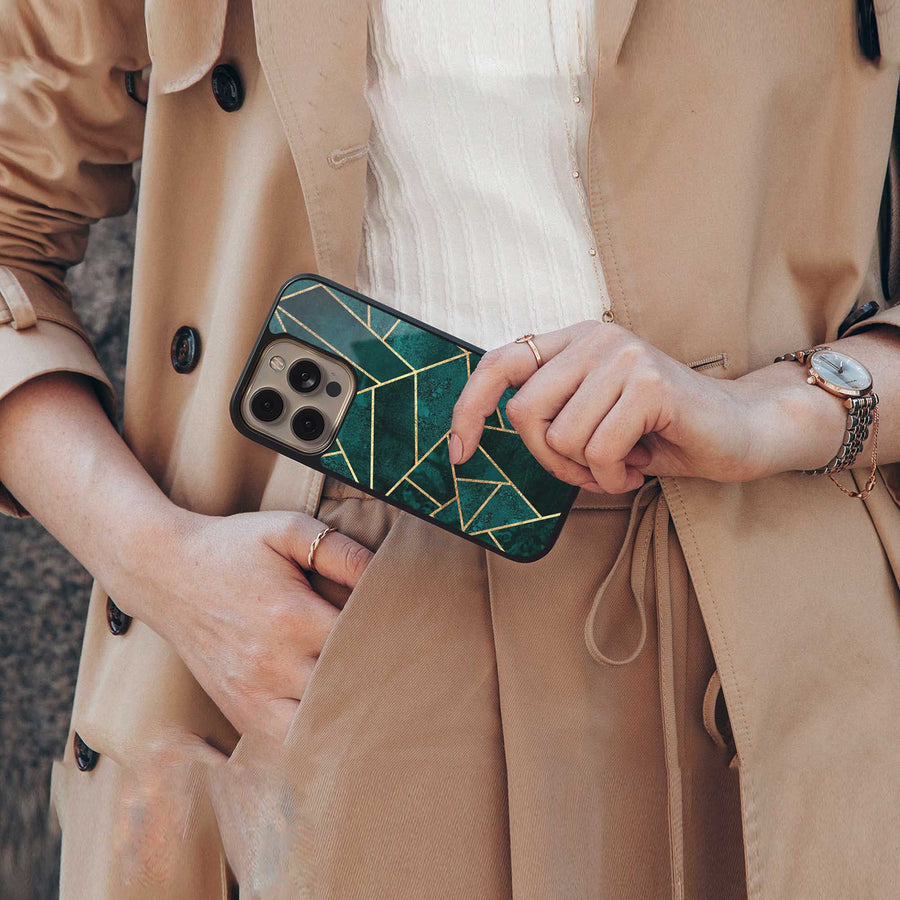 Emerald Geometry Phone Case for Samsung Galaxy S23 Plus | Glass Case