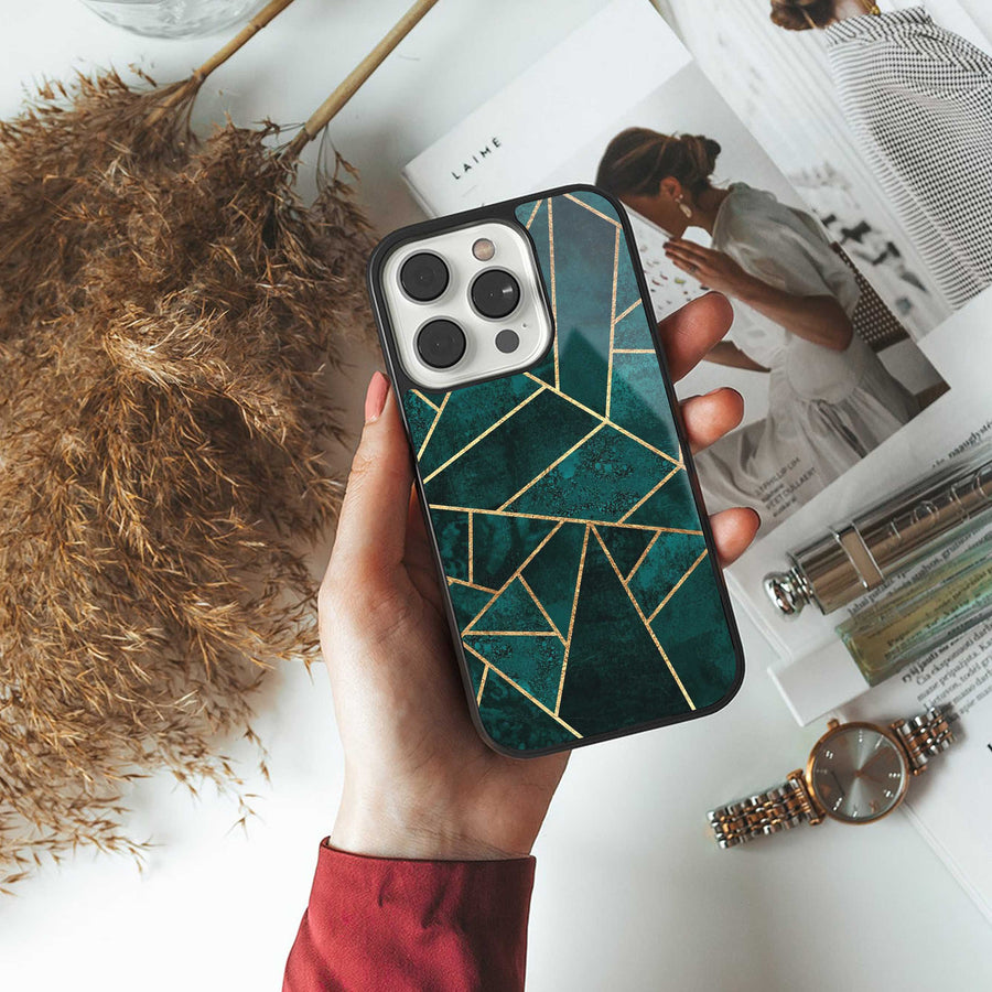 Emerald Geometry Phone Case for Samsung Galaxy S23 Plus | Glass Case