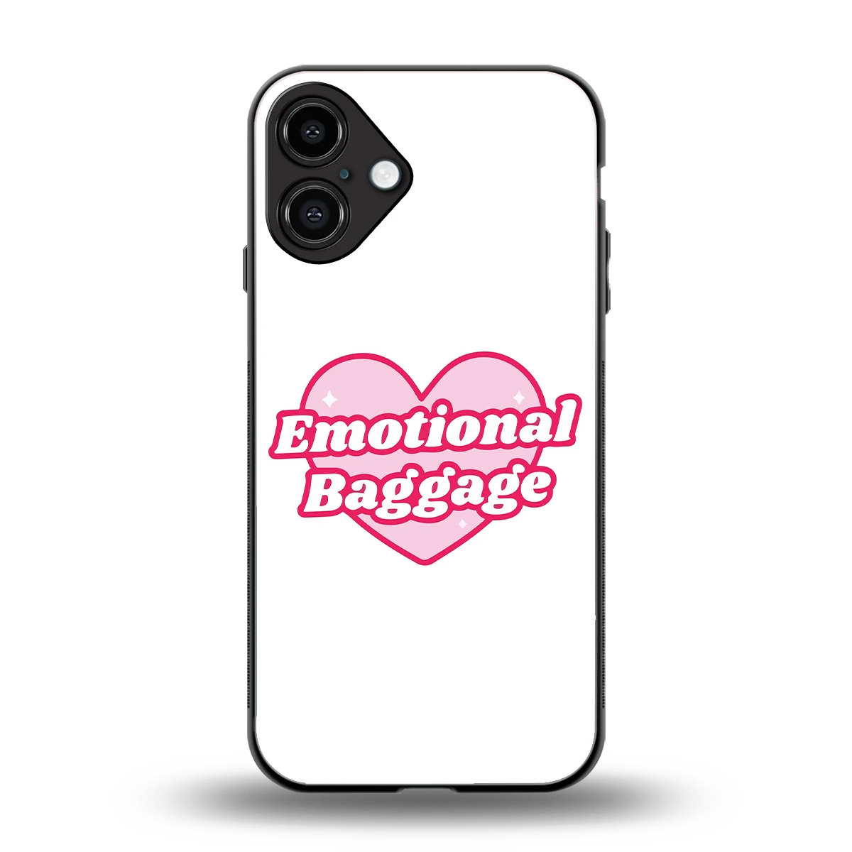 Emotional Baggage back phone cover | glass case for iphone 16 plus
