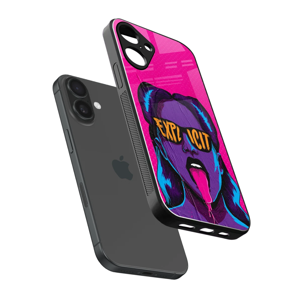 Explicit sleek iphone 16 plus cover with tempered glass back and TPU edges