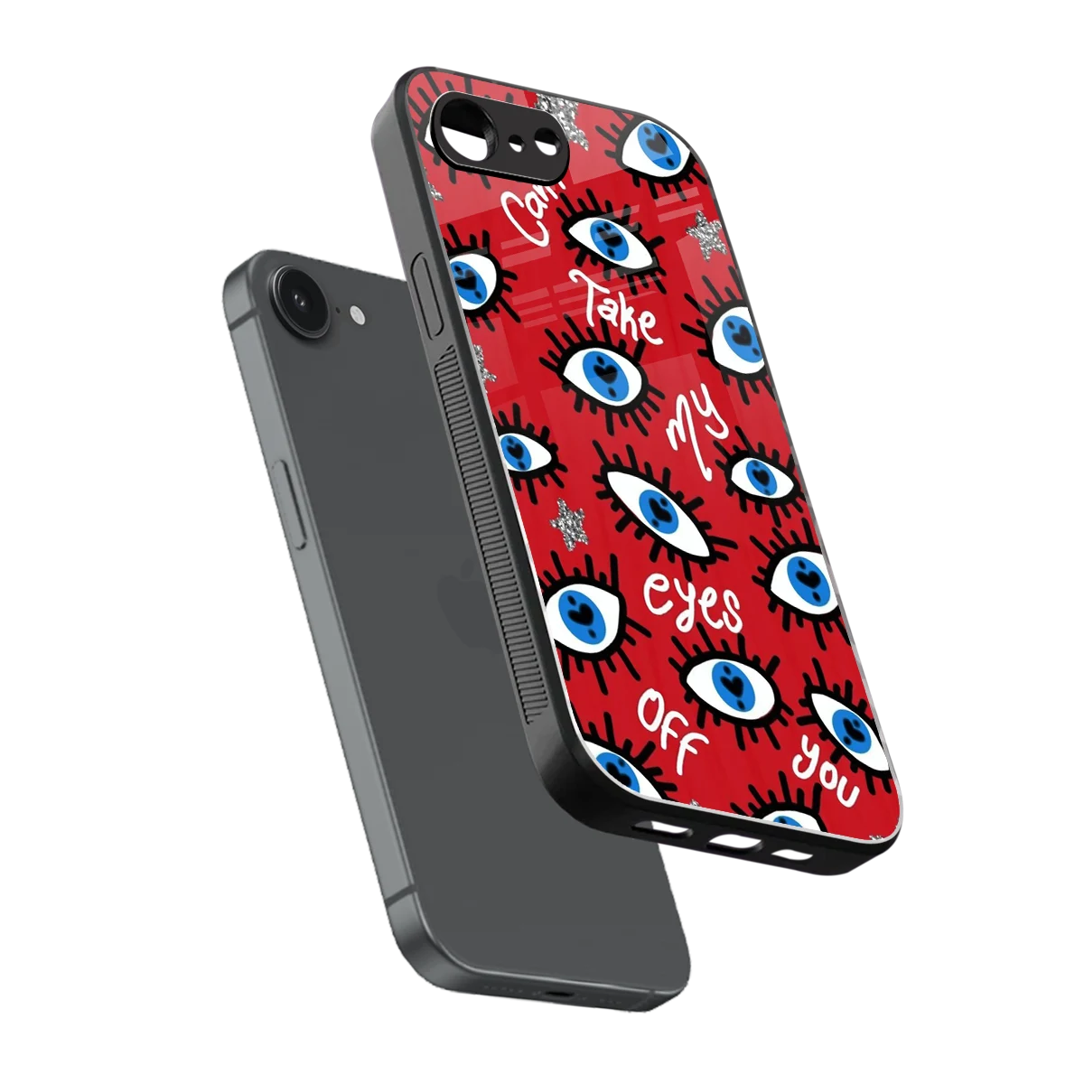 Eyes On You sleek iphone 16e cover with tempered glass back and TPU edges