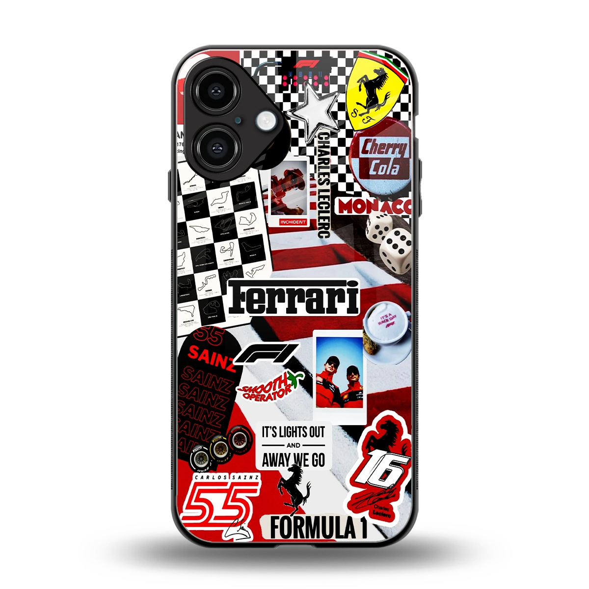 F1 Icon back phone cover | glass case for iphone 16 plus