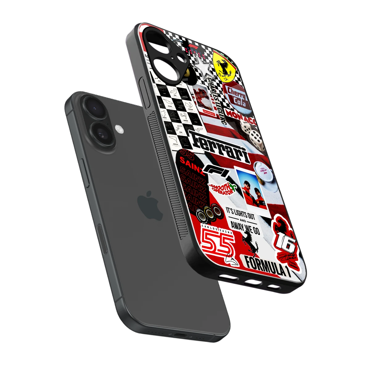 F1 Icon sleek iphone 16 plus cover with tempered glass back and TPU edges