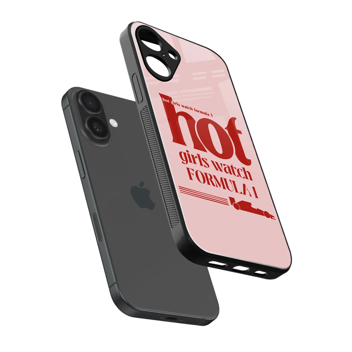F1 Queen sleek iphone 16 plus cover with tempered glass back and TPU edges