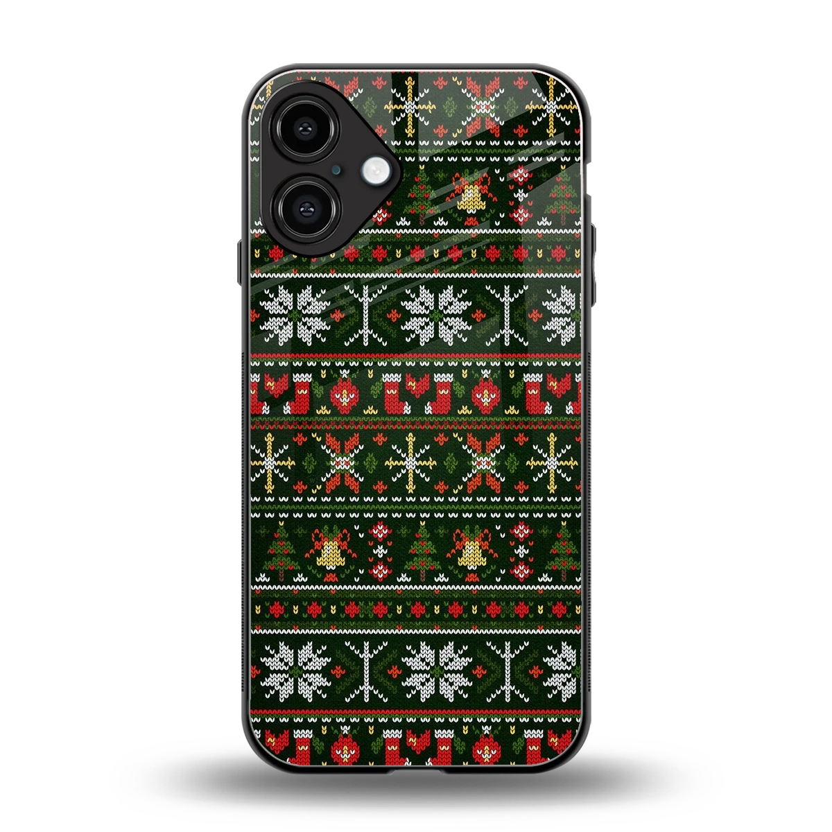 Festive Knit back phone cover | glass case for iphone 16 plus