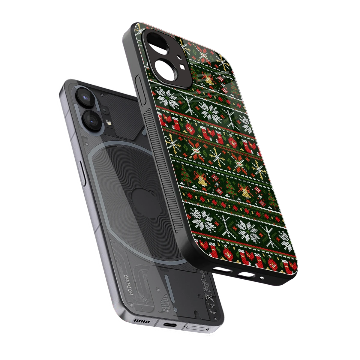 Festive Knit sleek nothing phone 1 cover with tempered glass back and TPU edges