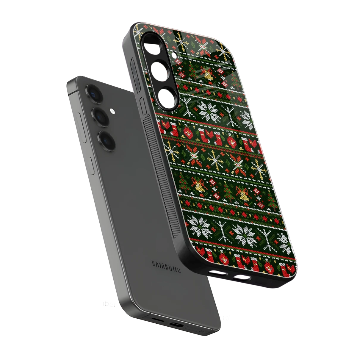 Festive Knit sleek samsung galaxy s24 cover with tempered glass back and TPU edges