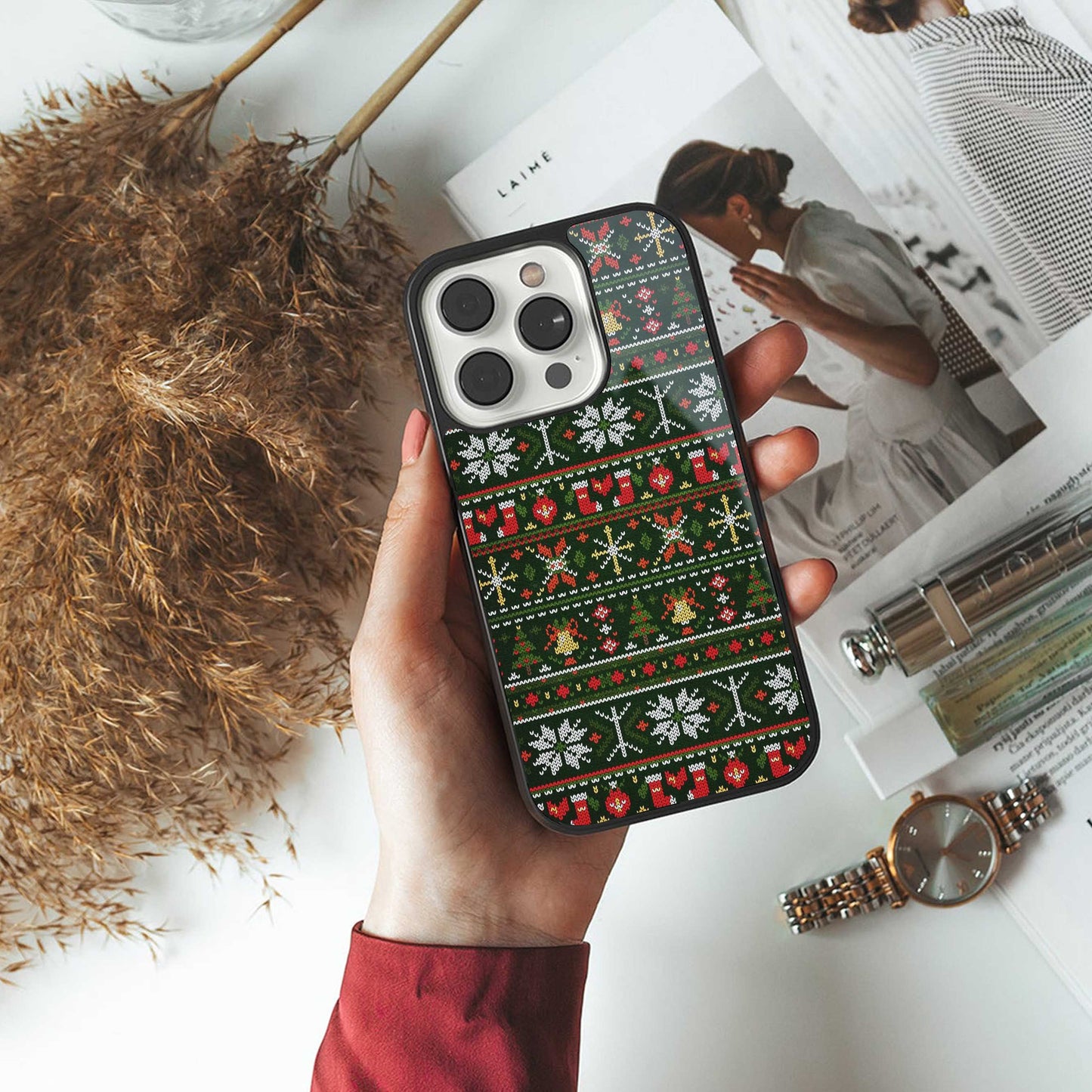 Festive Knit Phone Case for Iphone 16 | Glass Case