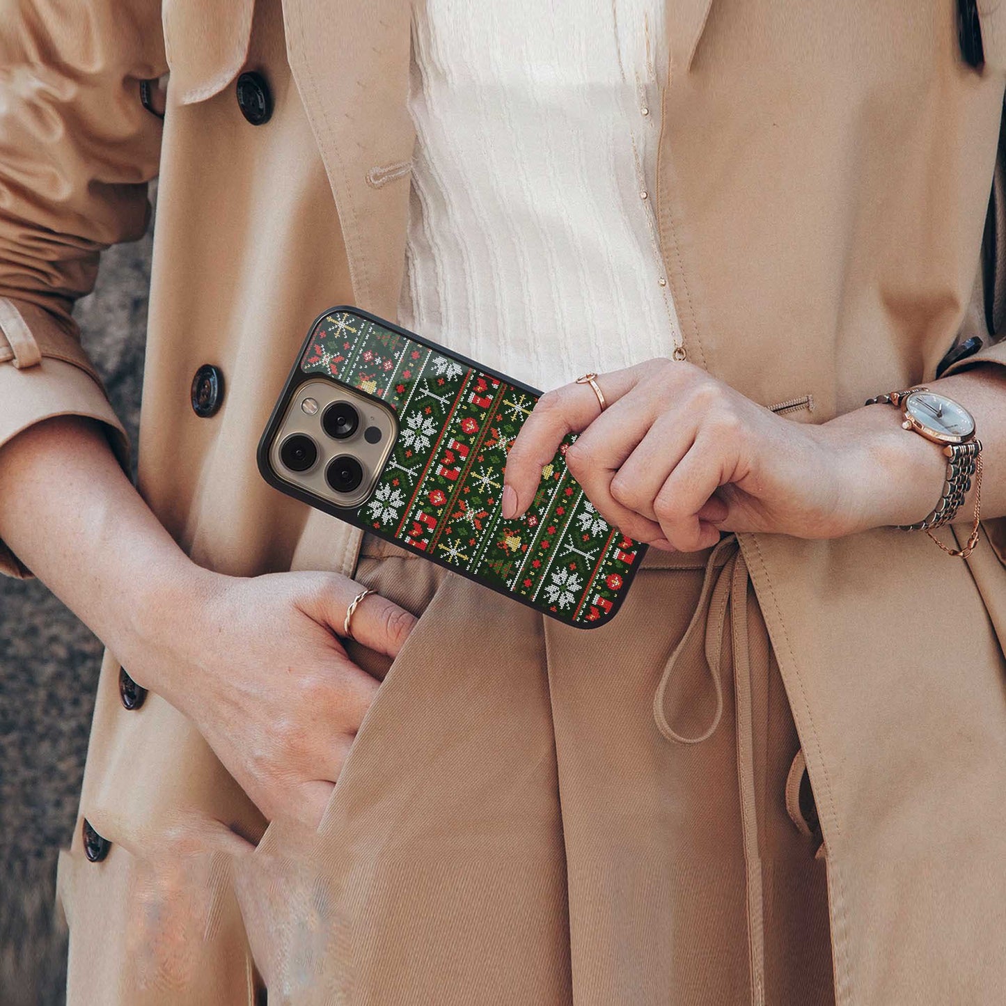 Festive Knit Phone Case for Iphone 16 | Glass Case