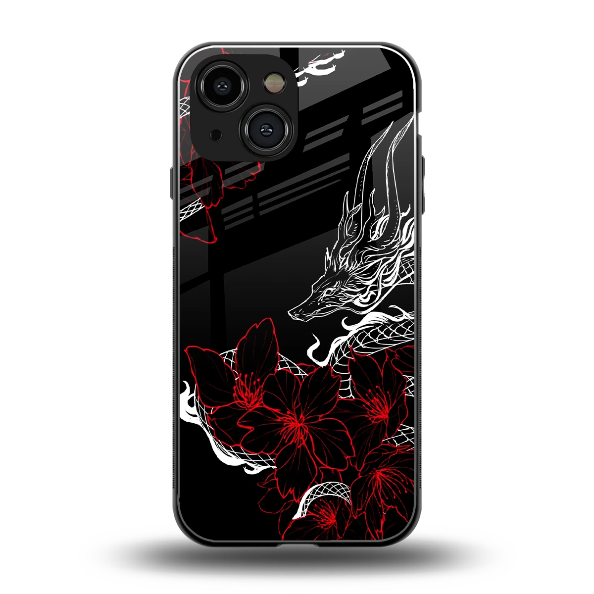 Fiery Petals back phone cover | glass case for iphone 13 mini