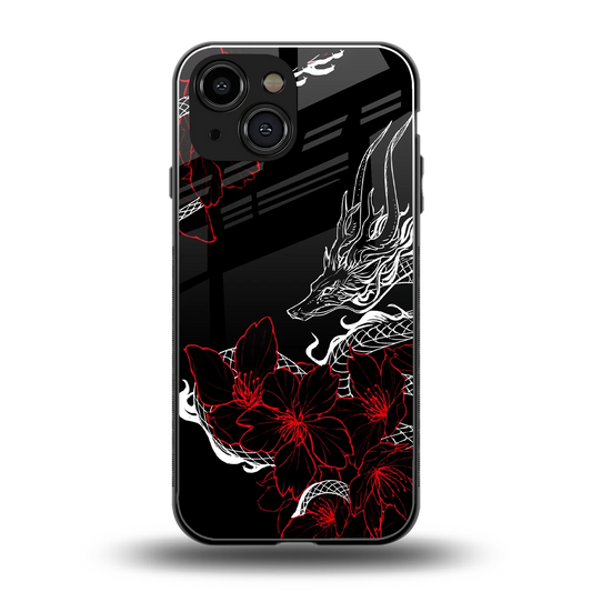 Fiery Petals back phone cover | glass case for iphone 13 mini