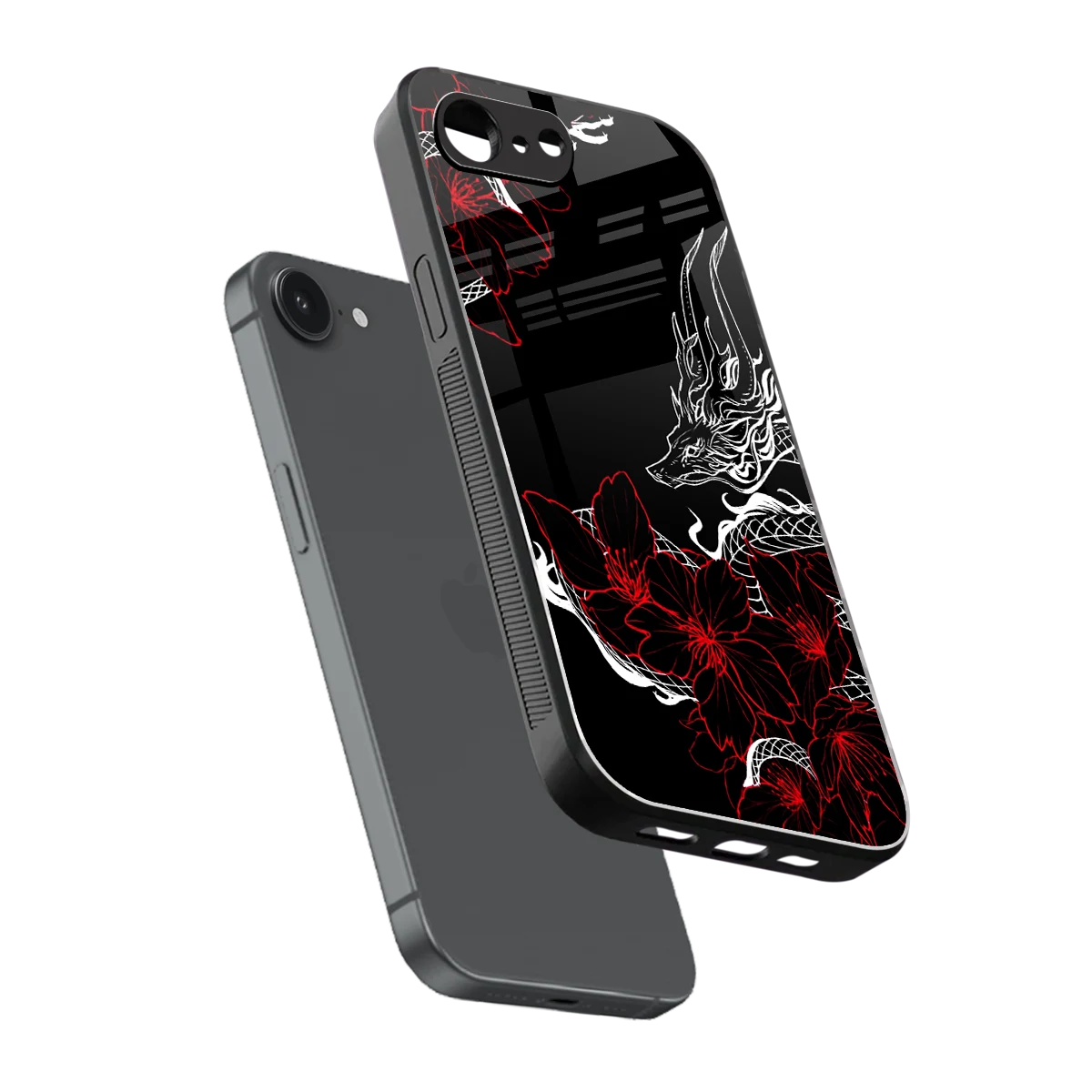 Fiery Petals sleek iphone 16e cover with tempered glass back and TPU edges