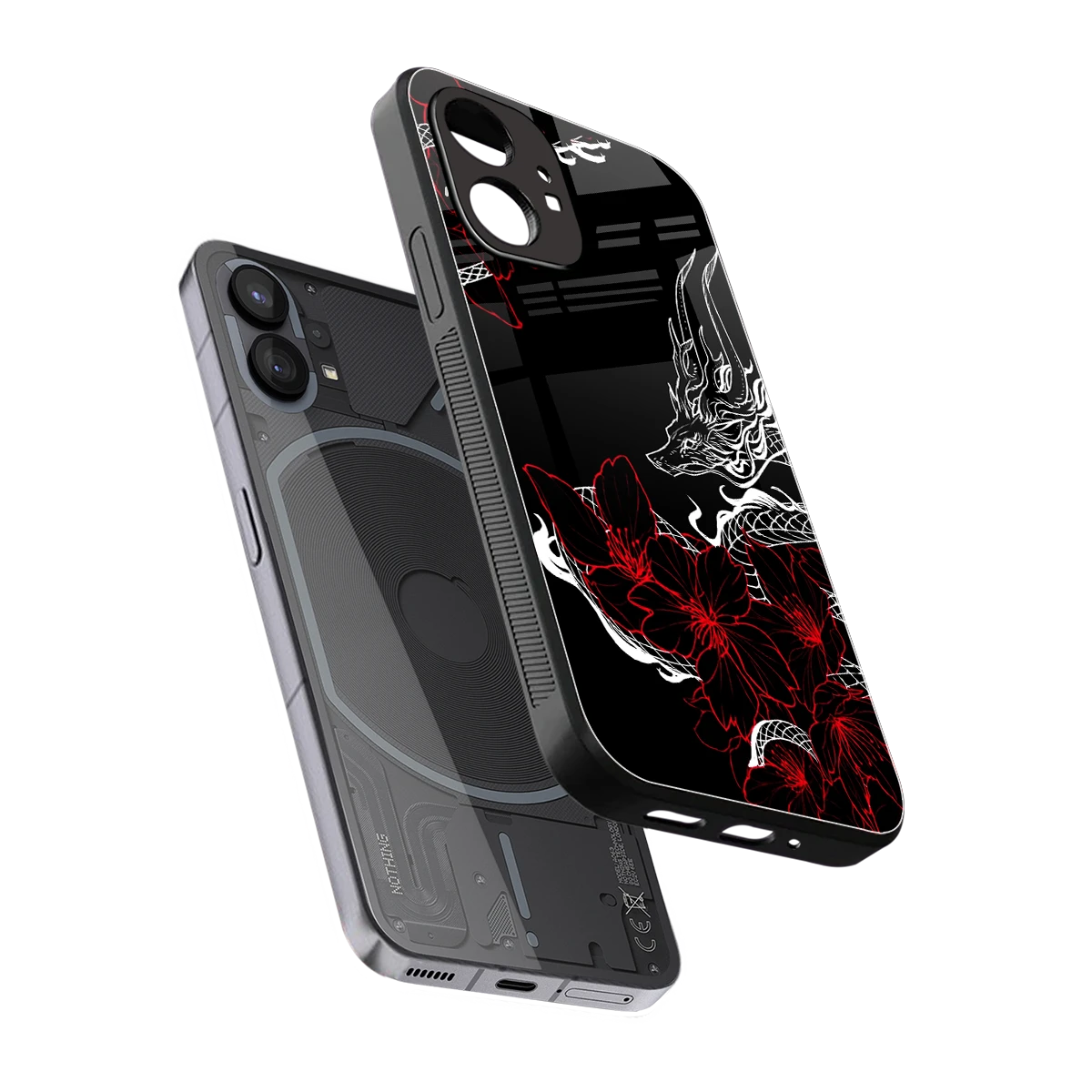Fiery Petals sleek nothing phone 1 cover with tempered glass back and TPU edges