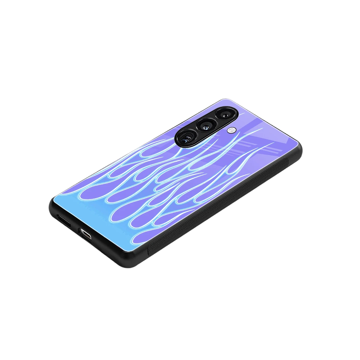 Flames Blue stylish phone case for samsung galaxy s24 | glossy glass and slim fit