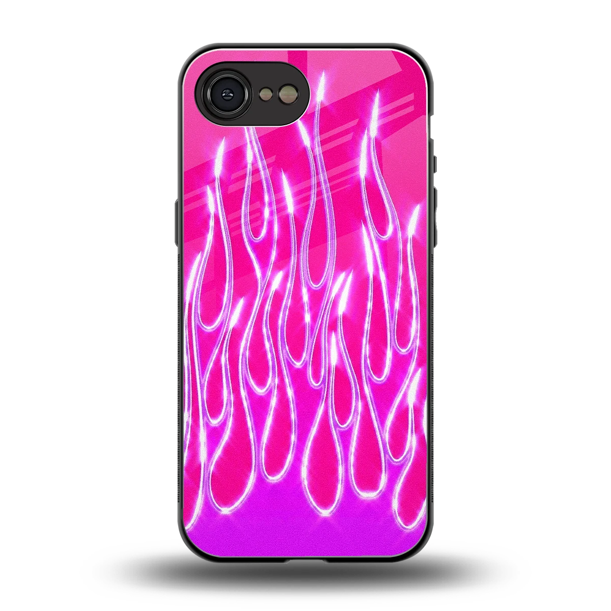 Flames Hot Pink back phone cover | glass case for iphone 16e