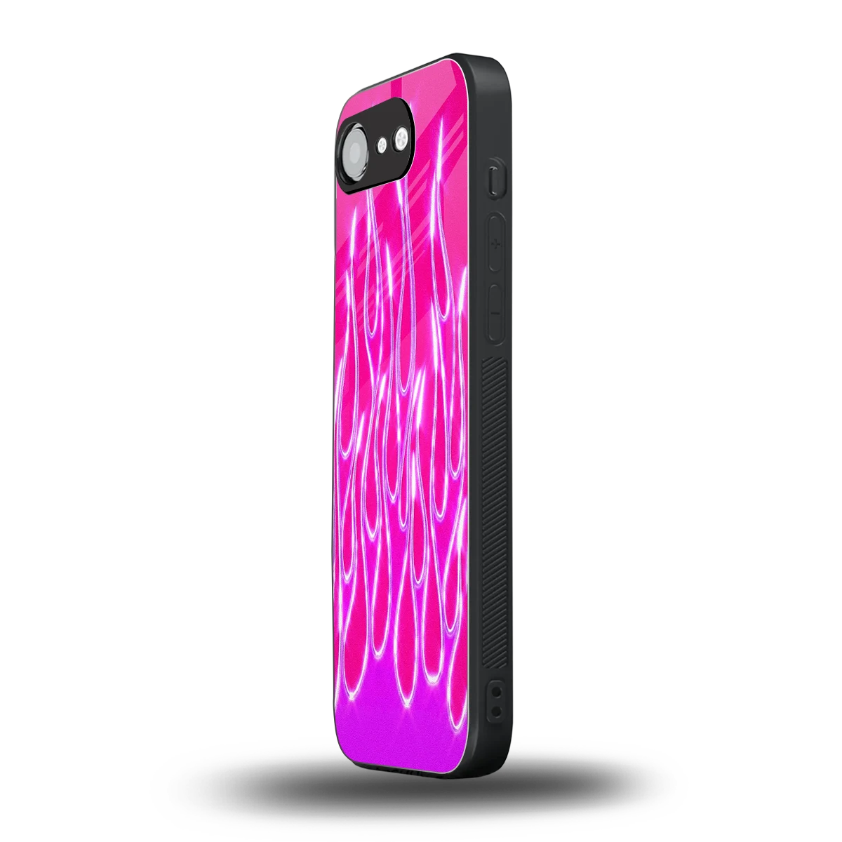 Flames Hot Pink iphone 16e mobile cover | shockproof glass phone case