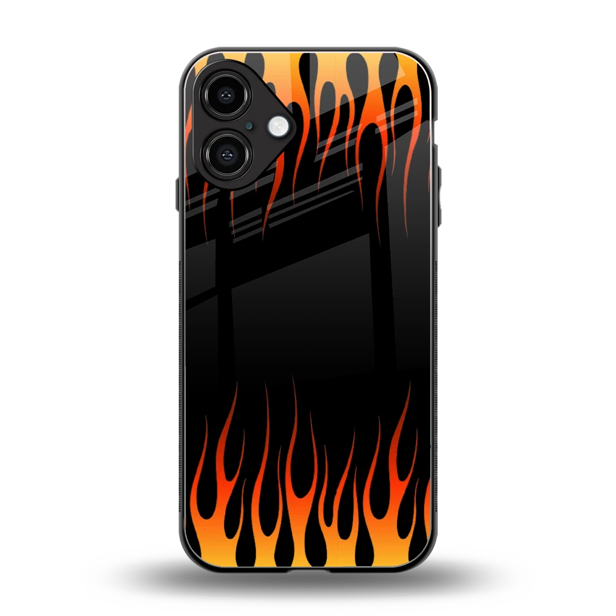Flames Hot Red back phone cover | glass case for iphone 16 plus