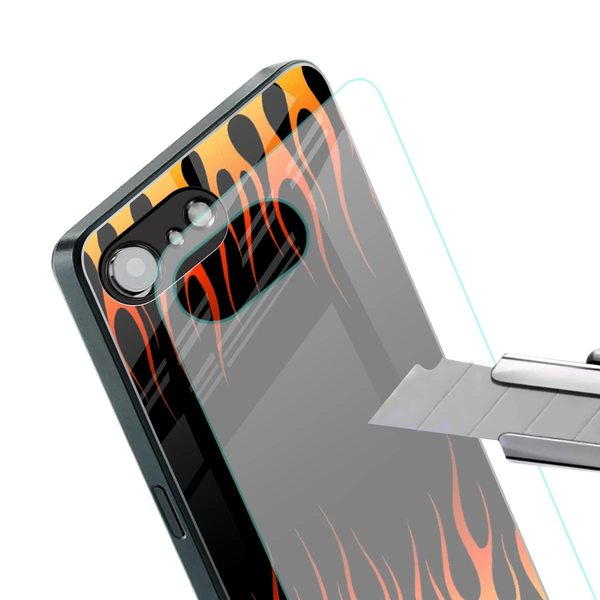 Flames Hot Red stylish phone case for iphone 16e | glossy glass and slim fit