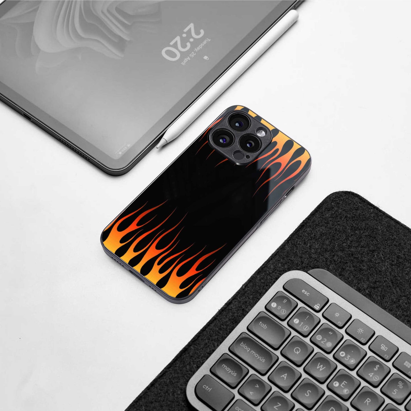Flames Hot Red Phone Case for Iphone 16 | Glass Case