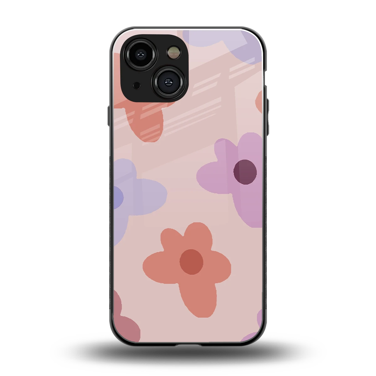Floral Caramel back phone cover | glass case for iphone 13 mini