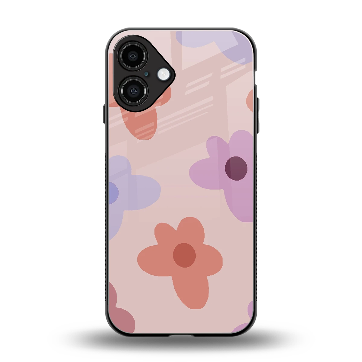Floral Caramel back phone cover | glass case for iphone 16 plus