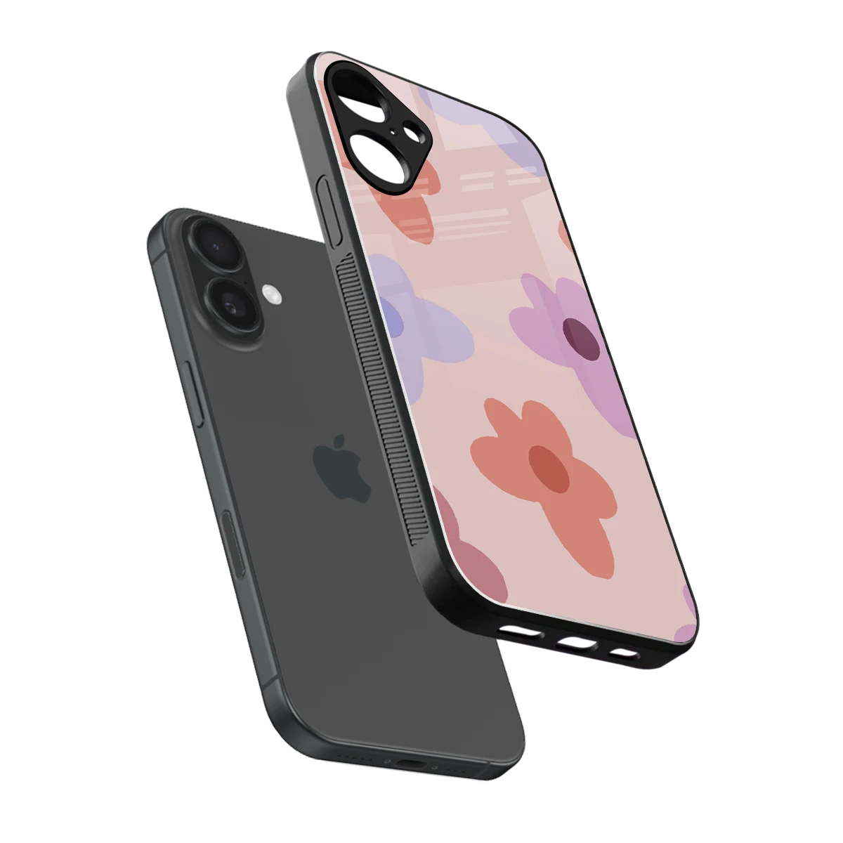 Floral Caramel sleek iphone 16 plus cover with tempered glass back and TPU edges