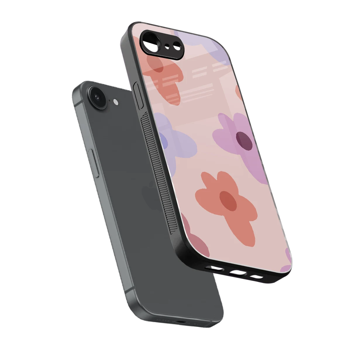 Floral Caramel sleek iphone 16e cover with tempered glass back and TPU edges