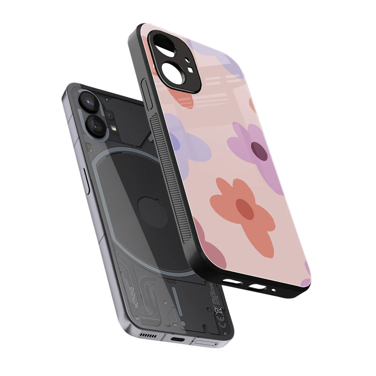 Floral Caramel sleek nothing phone 1 cover with tempered glass back and TPU edges