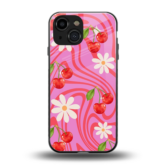 Floral Cherry back phone cover | glass case for iphone 13 mini