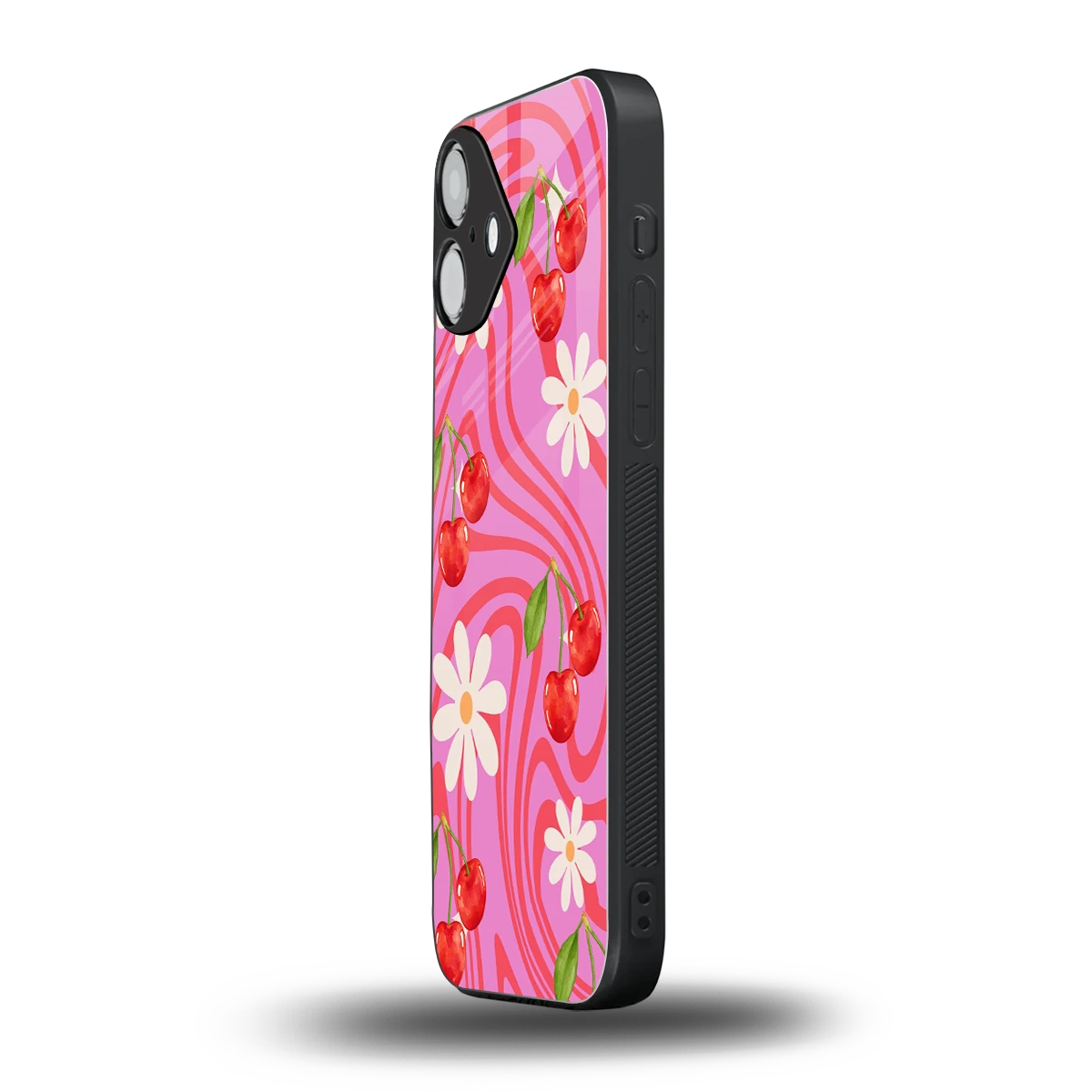 Floral Cherry iphone 16 plus mobile cover | shockproof glass phone case