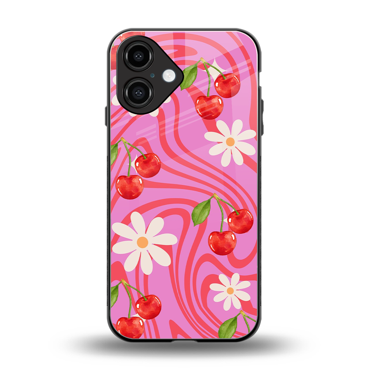 Floral Cherry back phone cover | glass case for iphone 16