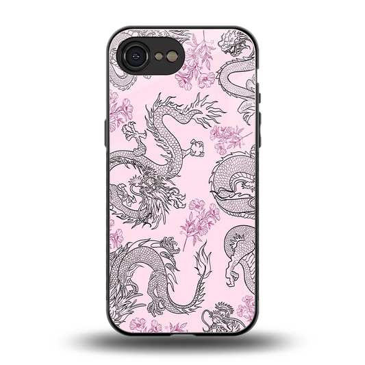 Floral Dragon back phone cover | glass case for iphone 16e