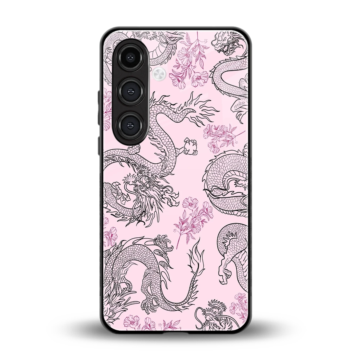 Floral Dragon back phone cover | glass case for samsung galaxy s24