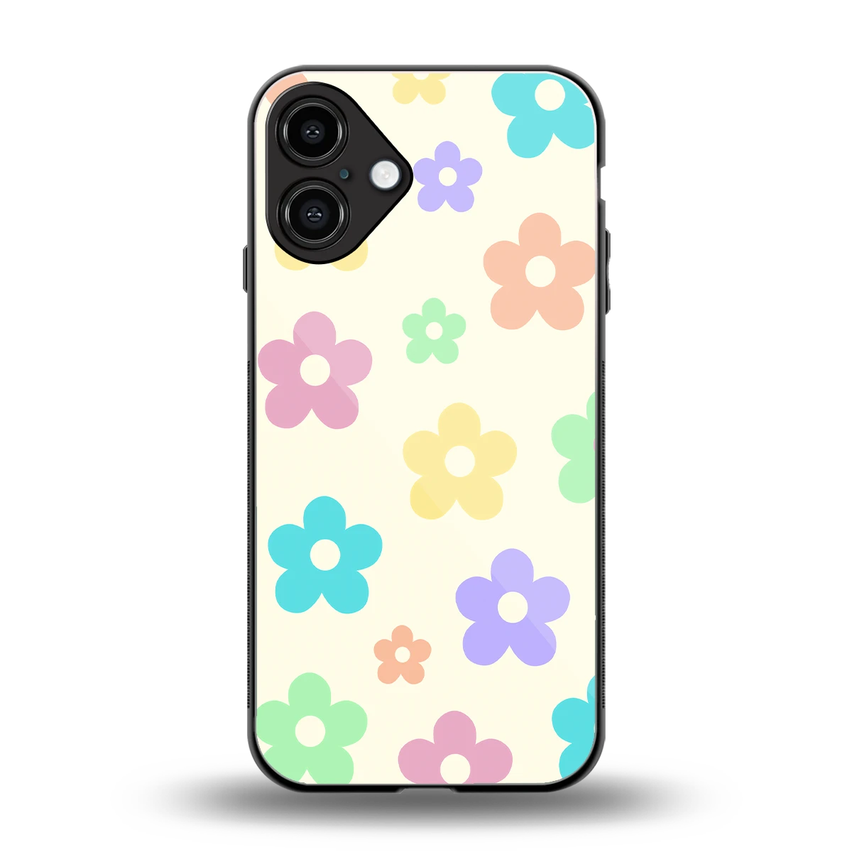 Floral Mosaic back phone cover | glass case for iphone 16 plus