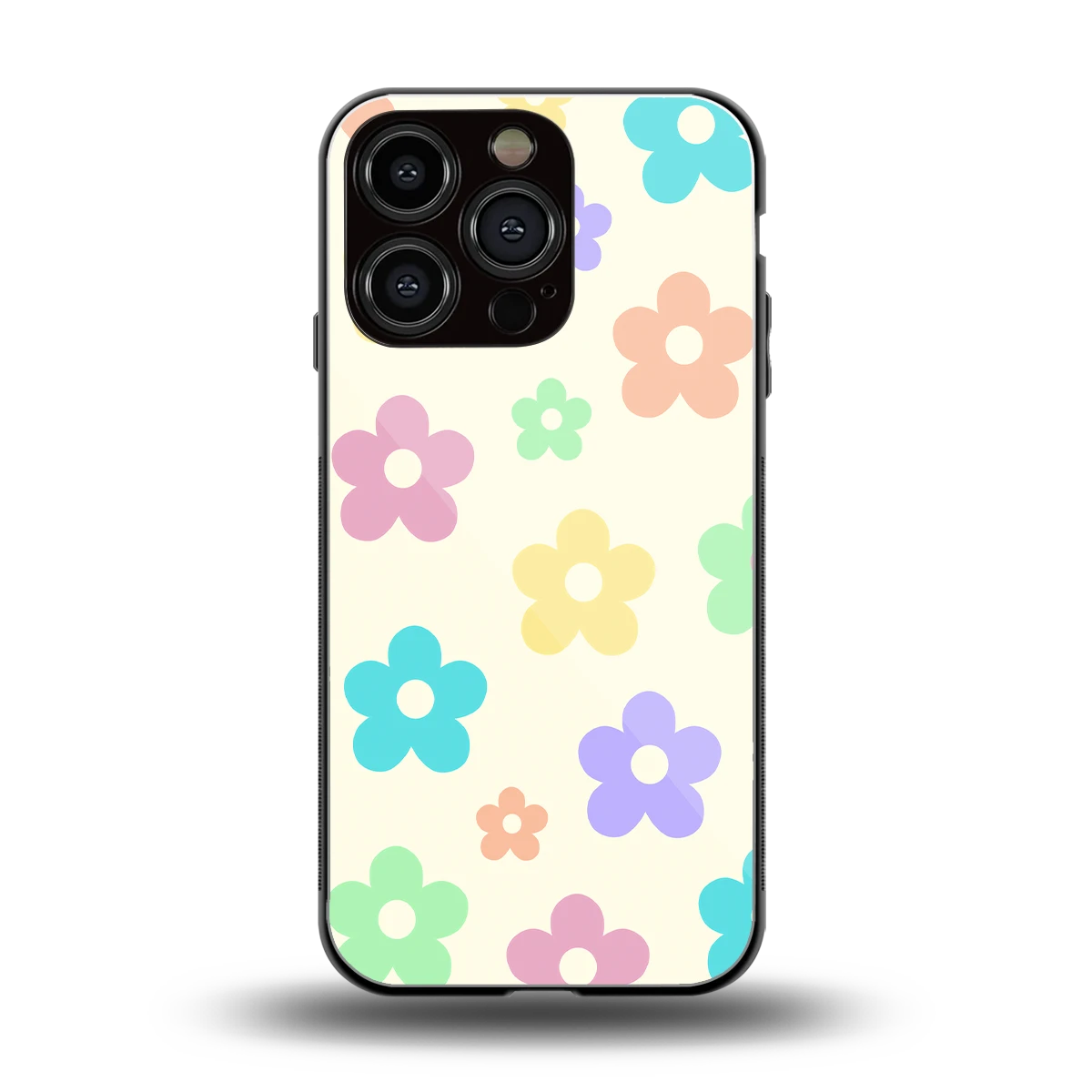 Floral Mosaic back phone cover | glass case for iphone 16 pro