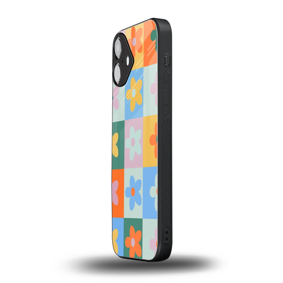 Floral Patchwork iphone 16 plus mobile cover | shockproof glass phone case
