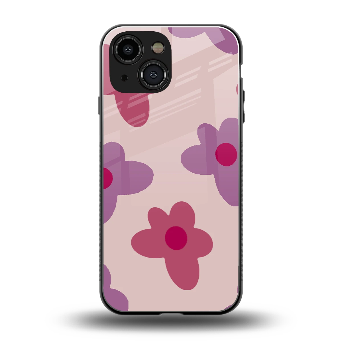 Floral Purple back phone cover | glass case for iphone 13 mini
