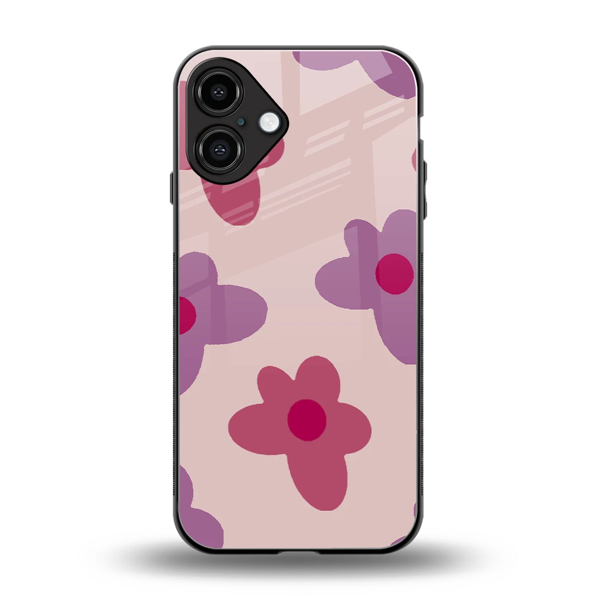 Floral Purple back phone cover | glass case for iphone 16 plus