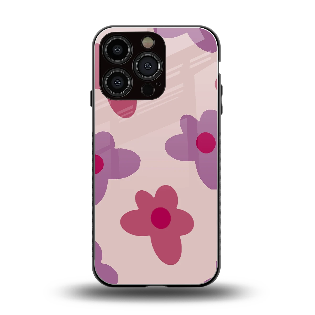 Floral Purple back phone cover | glass case for iphone 16 pro