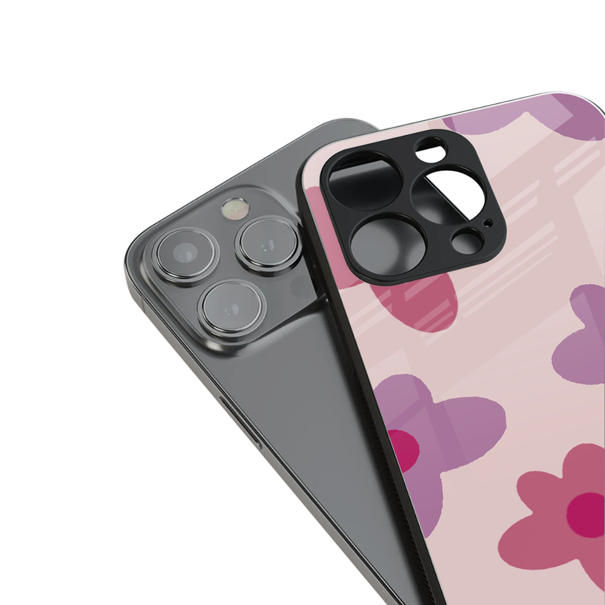 Floral Purple stylish phone case for iPhone 16 | glossy glass and slim fit