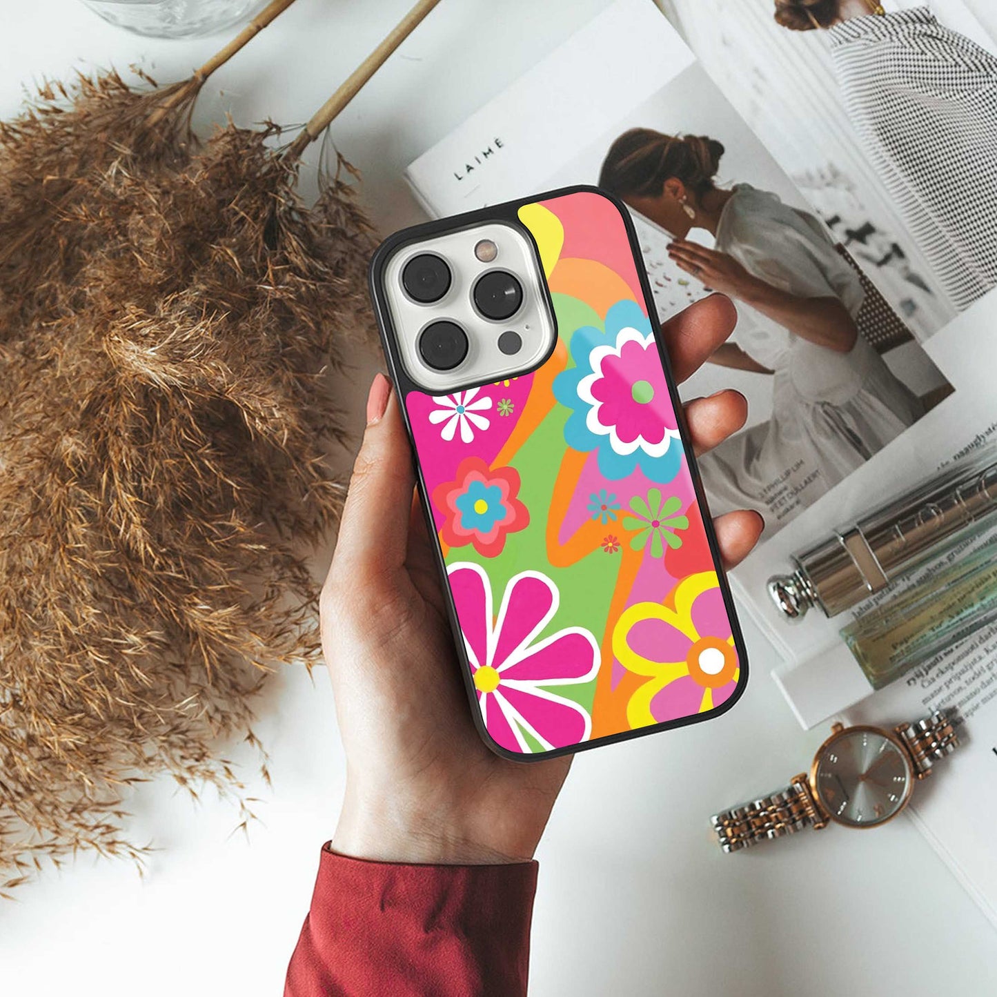 Floral Fusion Phone Case for Iphone 16 | Glass Case