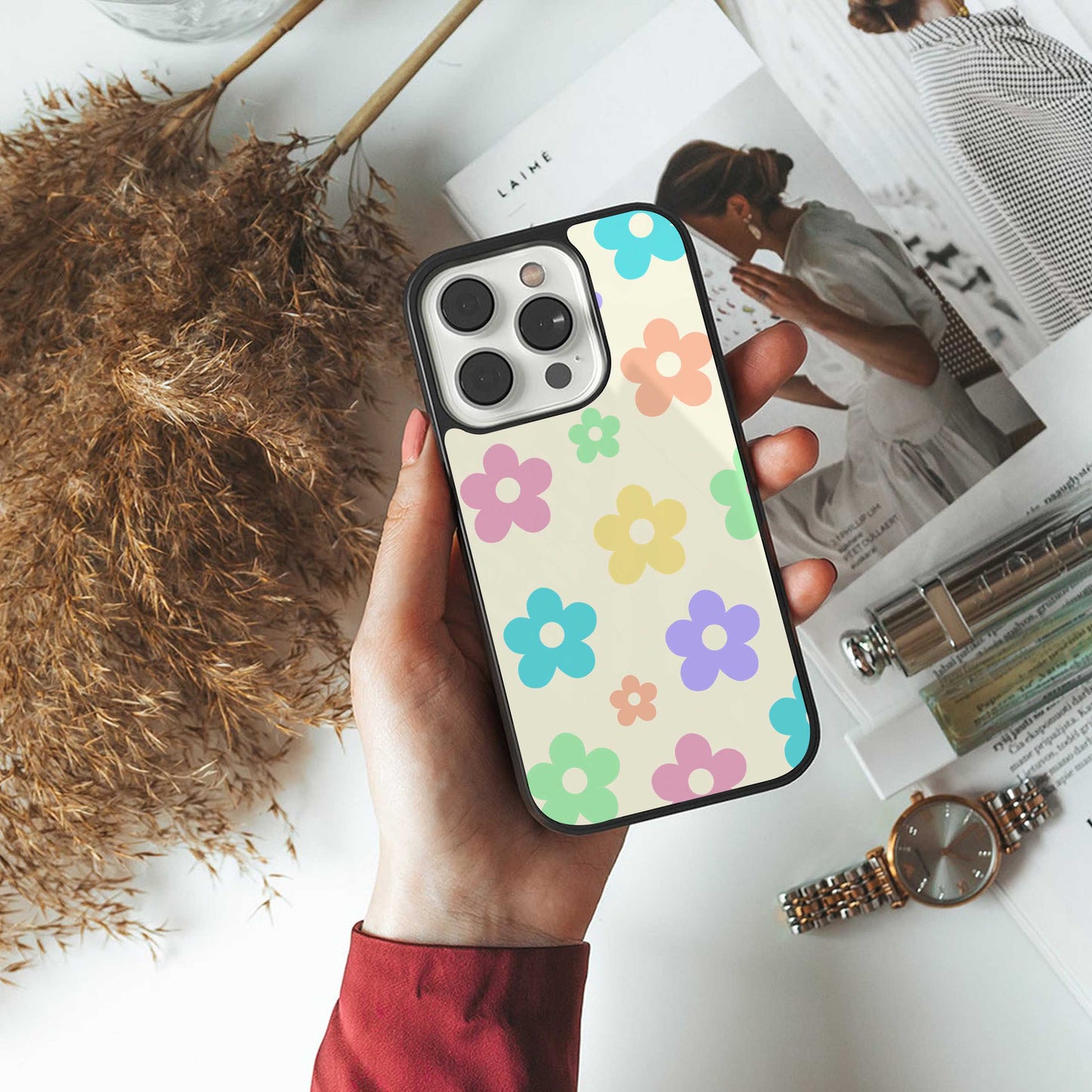 Floral Mosaic Phone Case for Iphone 16 | Glass Case