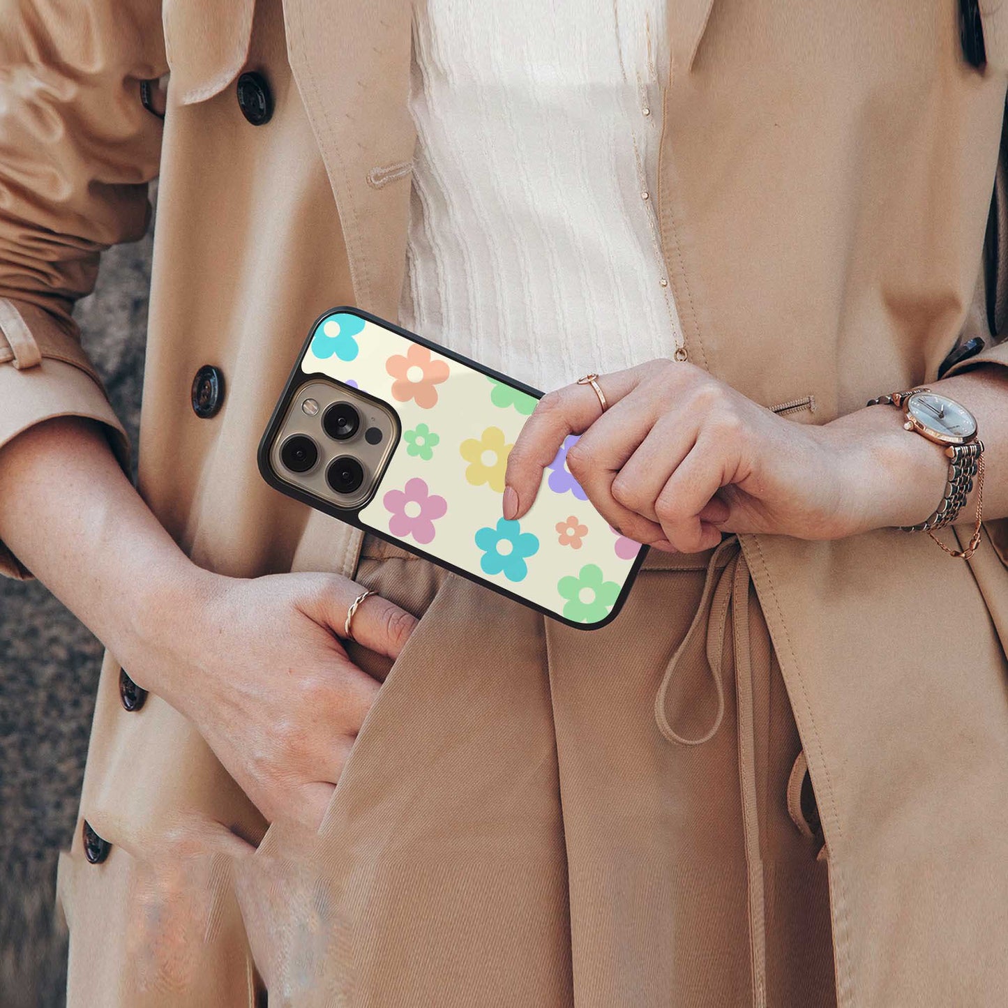 Floral Mosaic Phone Case for Iphone 16 | Glass Case