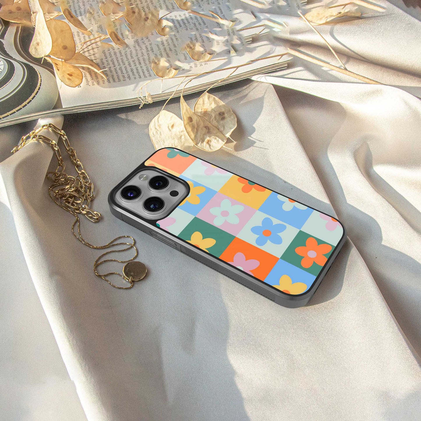 Floral Patchwork Phone Case for Iphone 16 | Glass Case