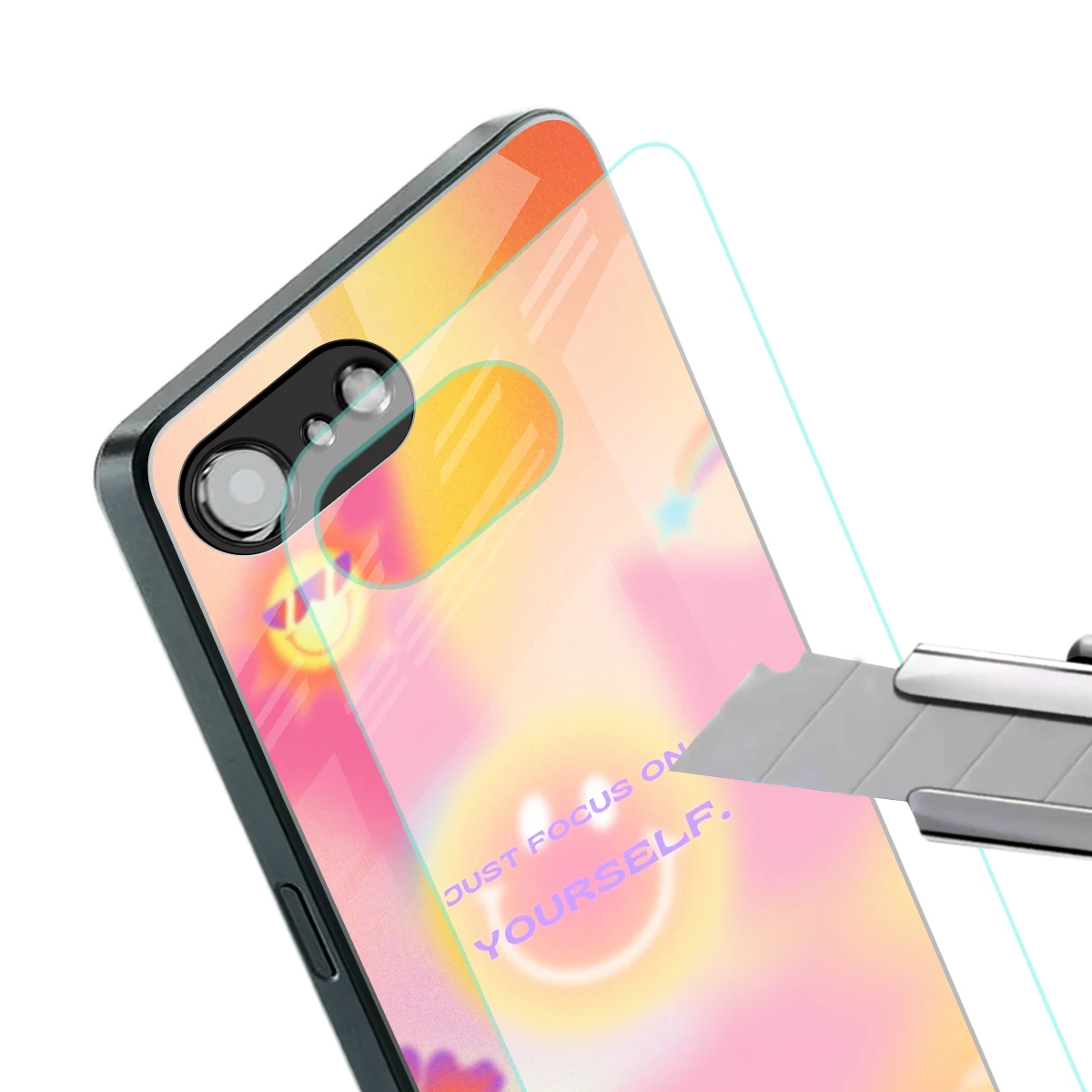 Focus On Yourself stylish phone case for iphone 16e | glossy glass and slim fit