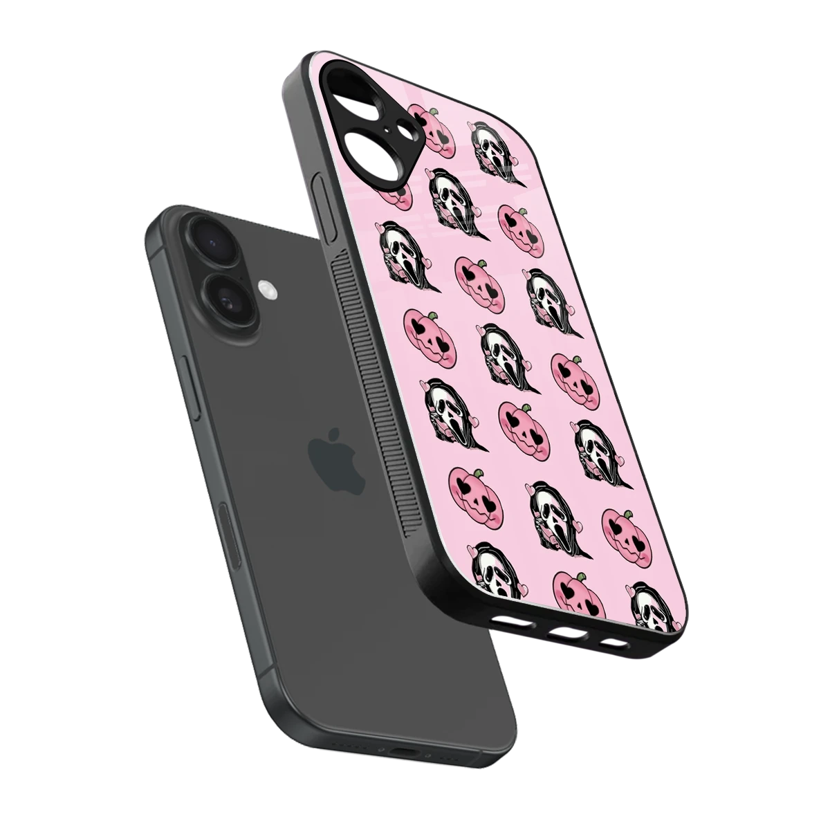 Friendly Ghost sleek iphone 16 plus cover with tempered glass back and TPU edges